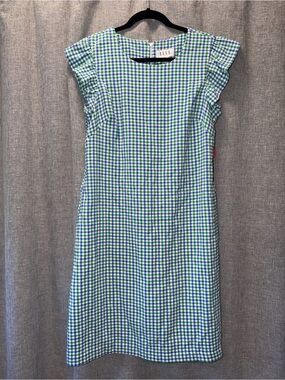 ELLE Blue & Green Gingham Shift Top